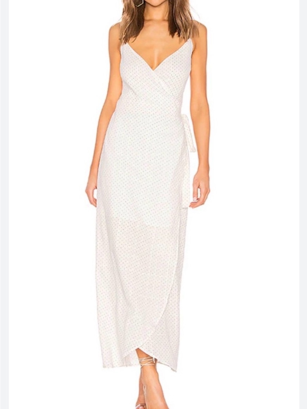 Line & Dot Lillie Polka Dot Wrap Cotton Maxi Dress White Size Small